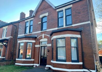 Wanted to send in a picture of my lovely new grey sash windows you supplied me a couple of months back. Great service, lovely windows and great price. We are the envy of the street now, had lots of comments on them. Mr Kearsley